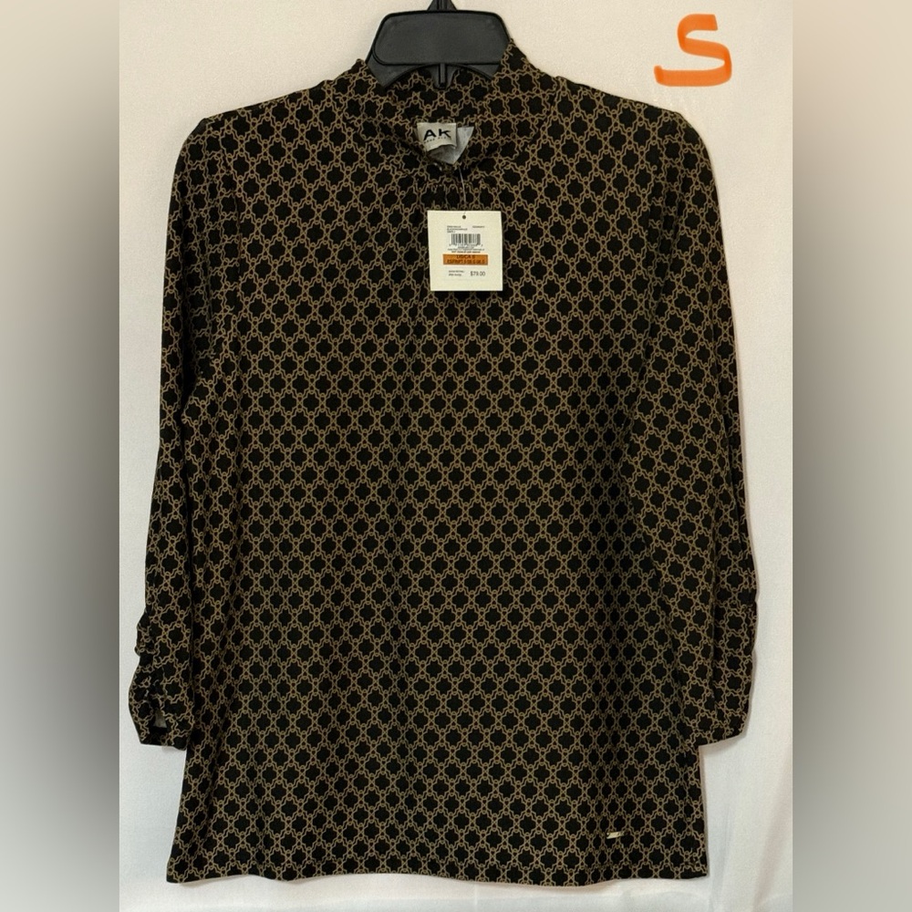 Anne Klein Black and Gold Women's Button Down Shirt